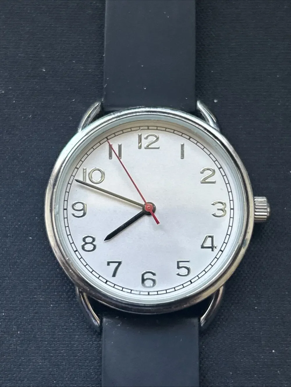 Silver Tone Case And Dial Black Band Women’s Quartz Watch